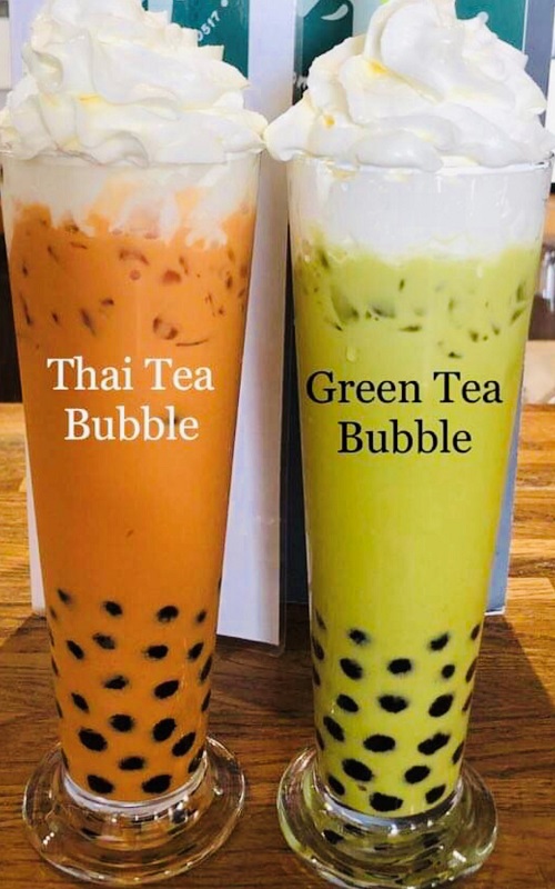 Thai Tea Bubble and Green Tea Bubble Drinks